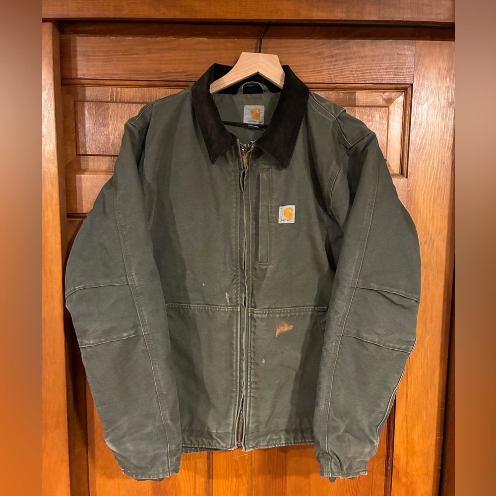 Distressed Carhartt Men's Olive (Armstrong Fullswing) Jacket- RARE